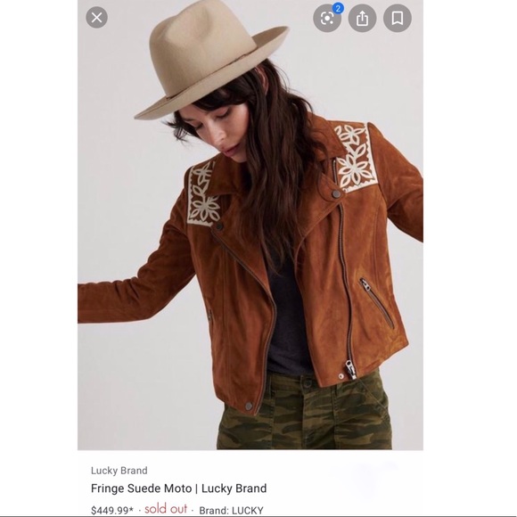 NWT Lucky Brand suede fringe moto jacket - Picture 4 of 6